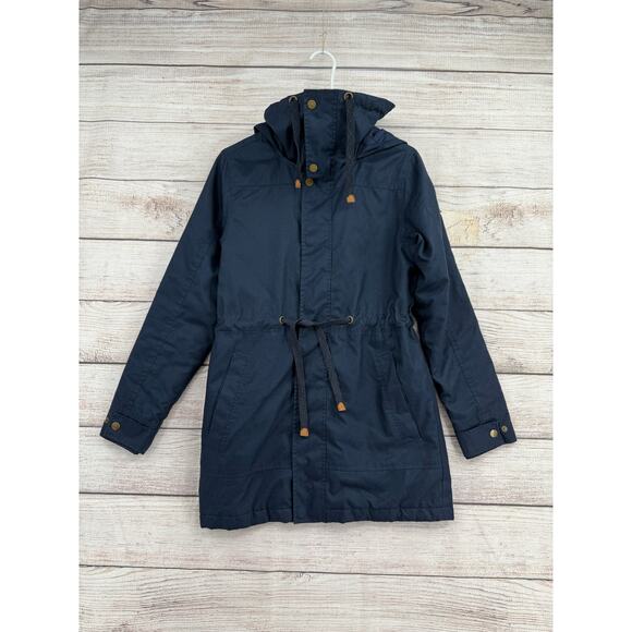 Burton Durable Goods Quilt Lined Tie Waist Jacket Womens XS Navy Blue Hooded - Picture 1 of 14